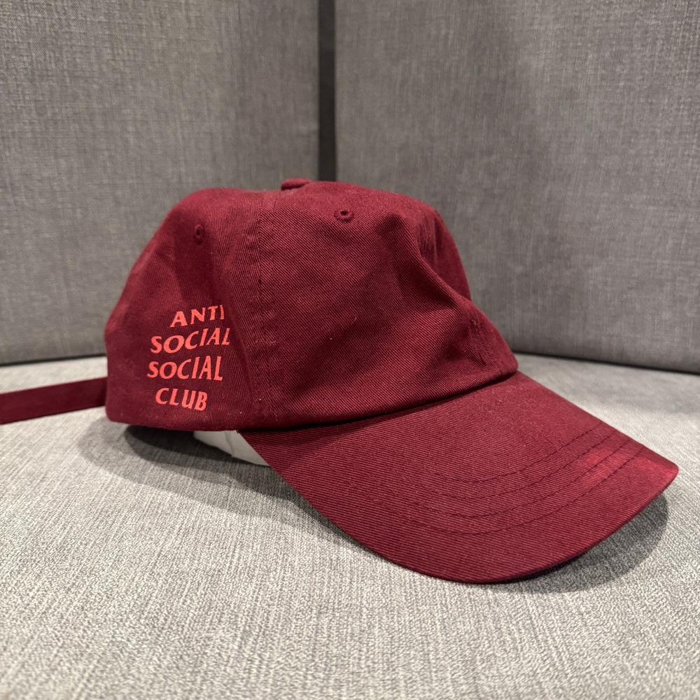 Anti Social Social Club ASSC Maroon Burgundy Red Adjustable Dad Hat Cap